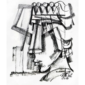 Mansoor Rahi, 14 x 16 Inch, Charcoal on Paper, Figurative Painting, AC-MSR-007